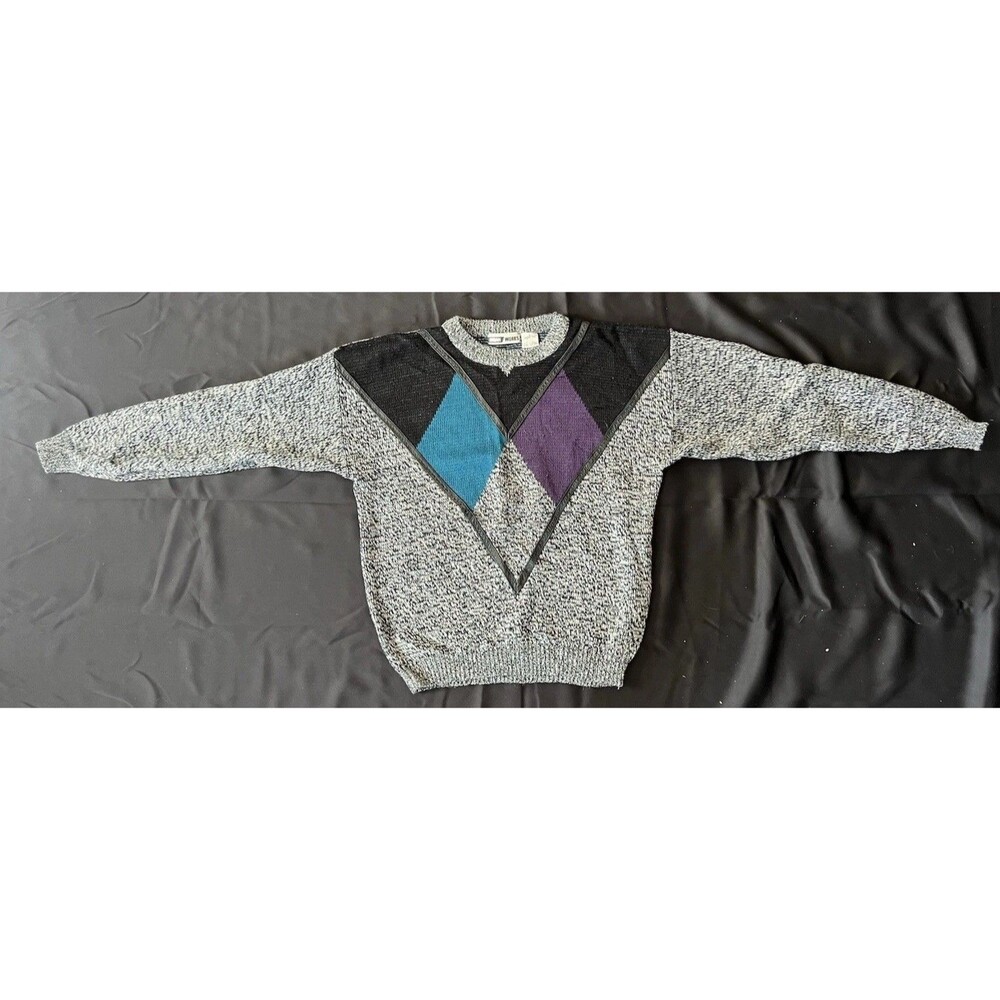 Vintage Men’s Sweater Large Urban Works Ugly Sweater 100% Acrylic Leather Accent